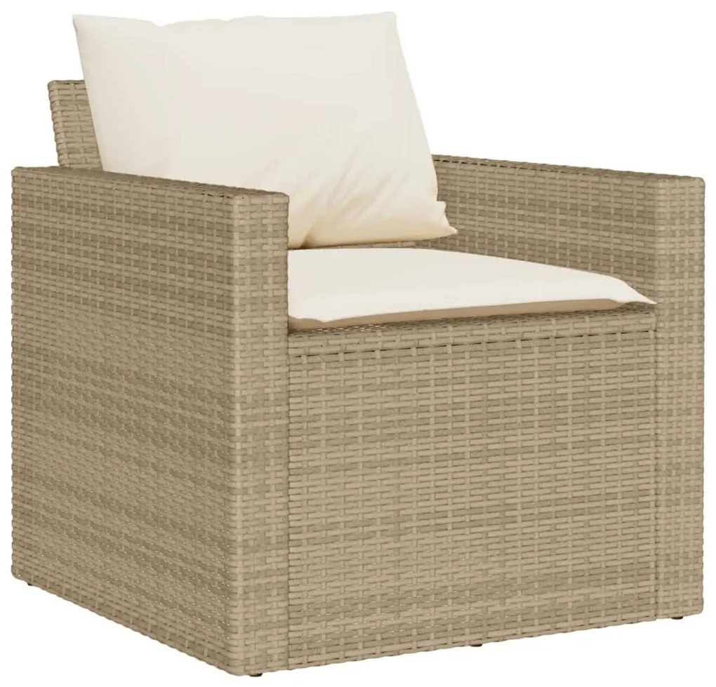 6 pcs conjunto de sofás p/ jardim com almofadões vime PE bege