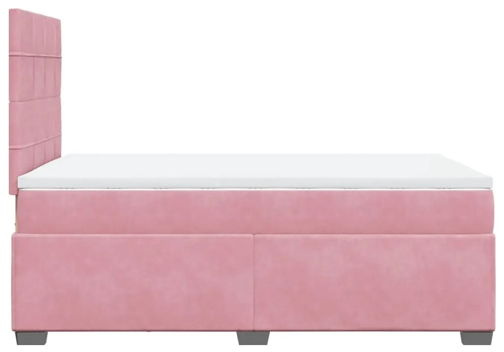 Cama boxspring com colchão 120x200 cm veludo rosa