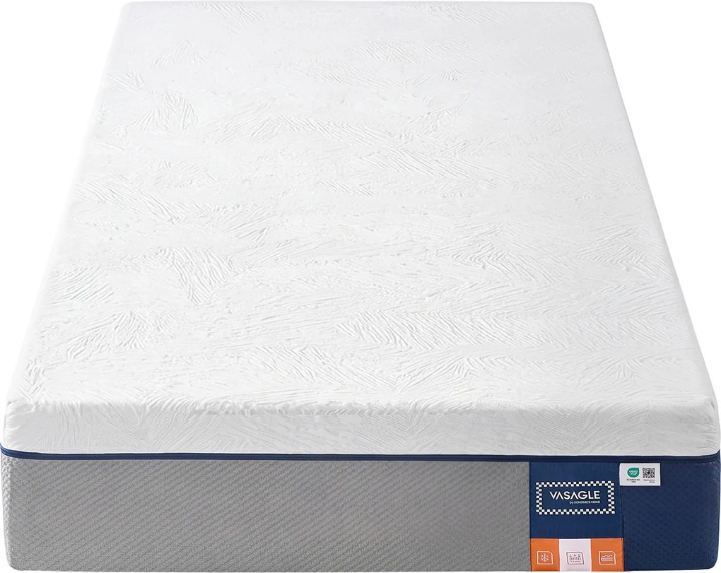 Colchão 90 x 200 x 20 cm, espuma viscoelástica com gel, 7 zonas, firmeza média, capa removível, respirável
