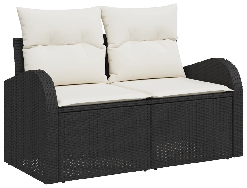 Conjunto de Sofá de Jardim vidaXL 7 Peças com Almofadas Preto Vime Pol