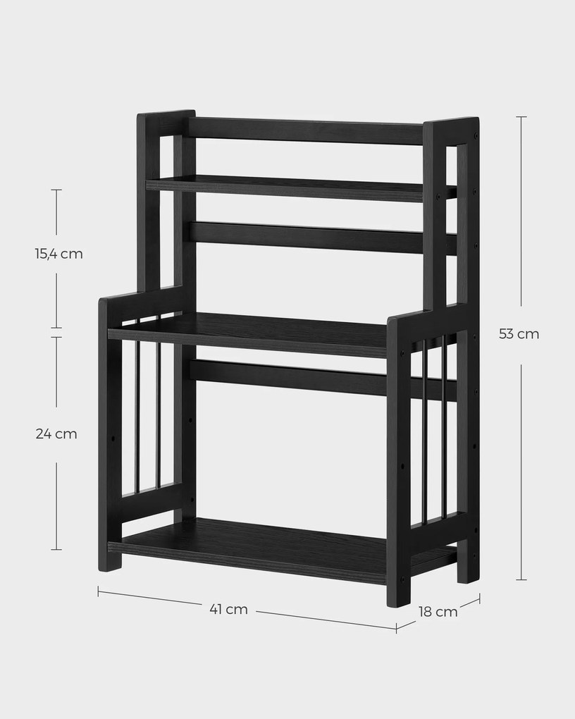 Suporte para especiarias com 3 níveis para bancada de cozinha 18 x 41 x 53 cm preto