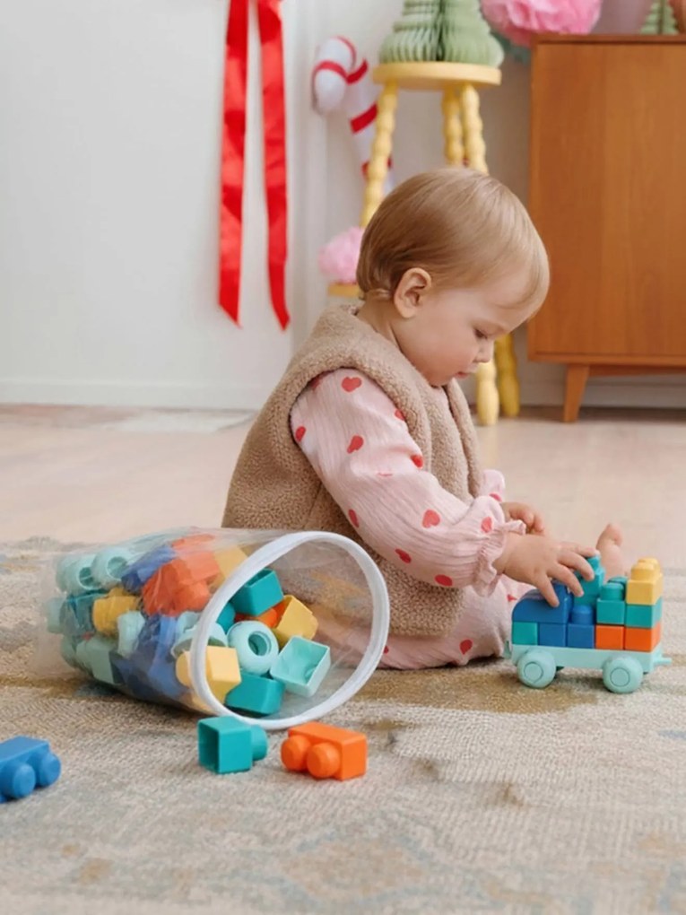 Conjunto de 100 blocos de construção em plástico. multicolor