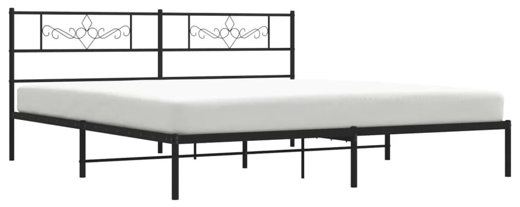 Estrutura de cama com cabeceira 200x200 cm metal preto