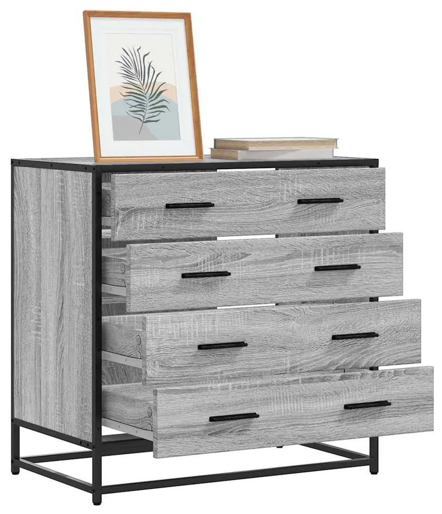 Cómoda com 4 Gavetas - 70x41x70 cm deriv. madeira - cinzento sonoma