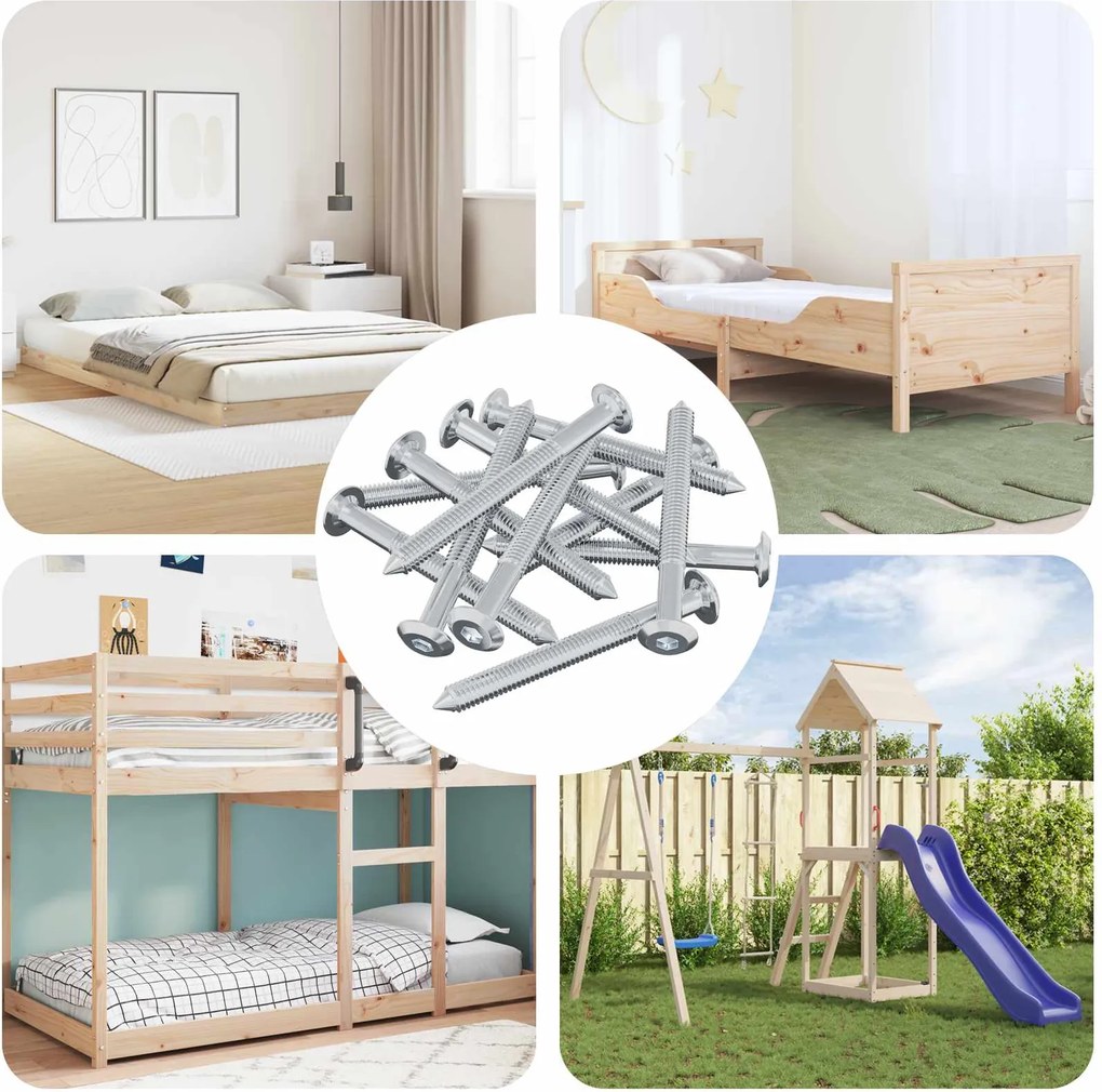 vidaXL Parafuso 1600 pcs Prateado M6 x 60 mm Aço