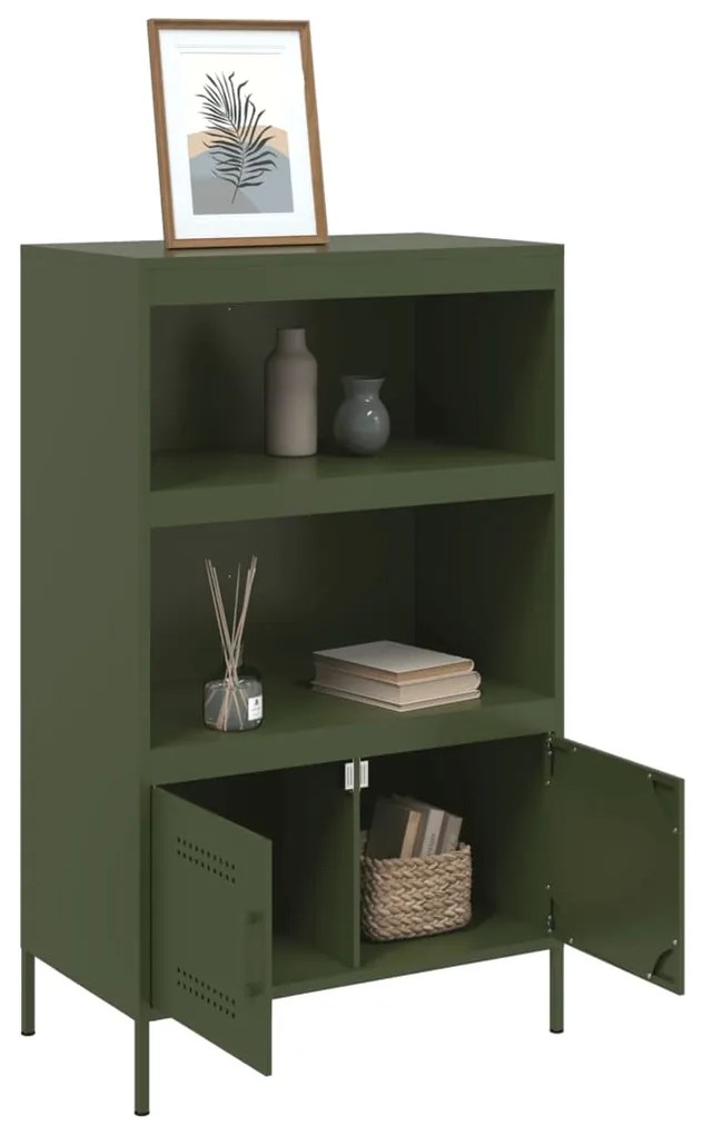 Aparador alto 68x39x113 cm aço verde azeitona