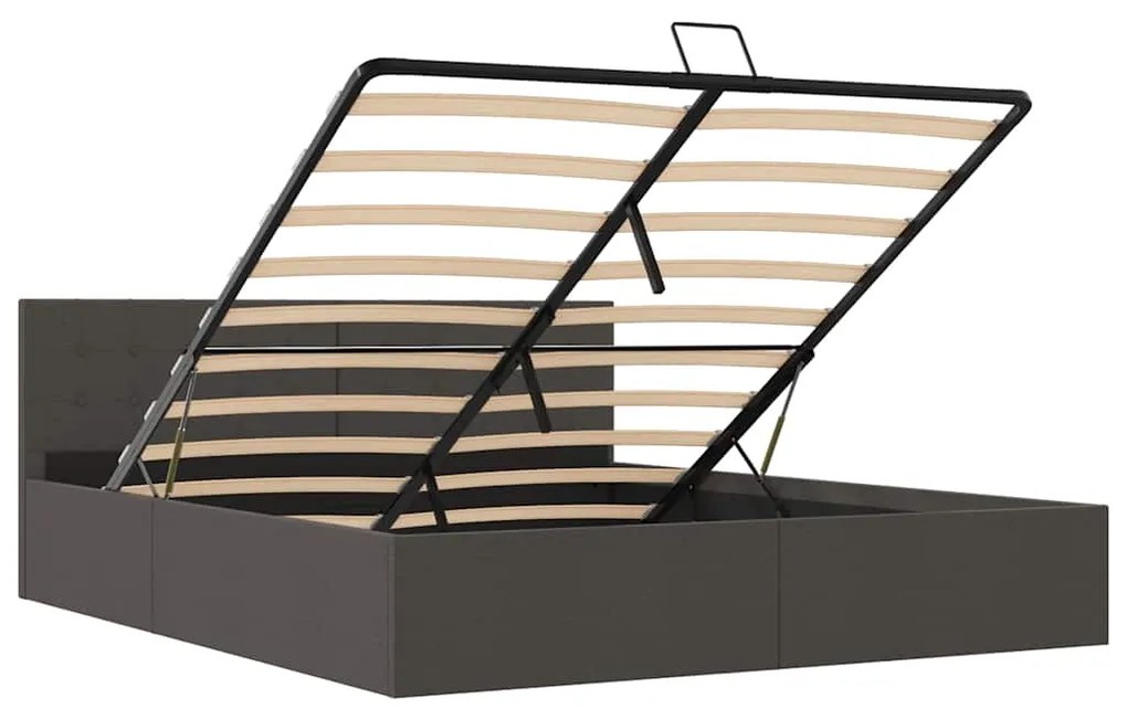 Cama hidráulica c/ arrumação 160x200 cm tecido cinzento-escuro