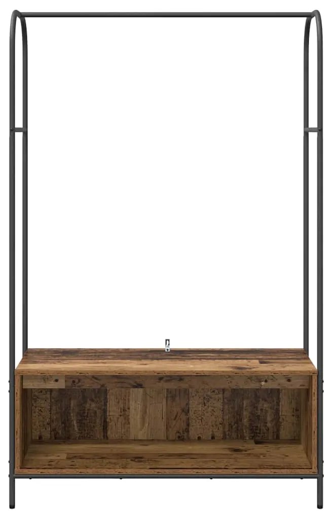 Cabide com Prateleiras Madeira Antiga 100x44x160 cm