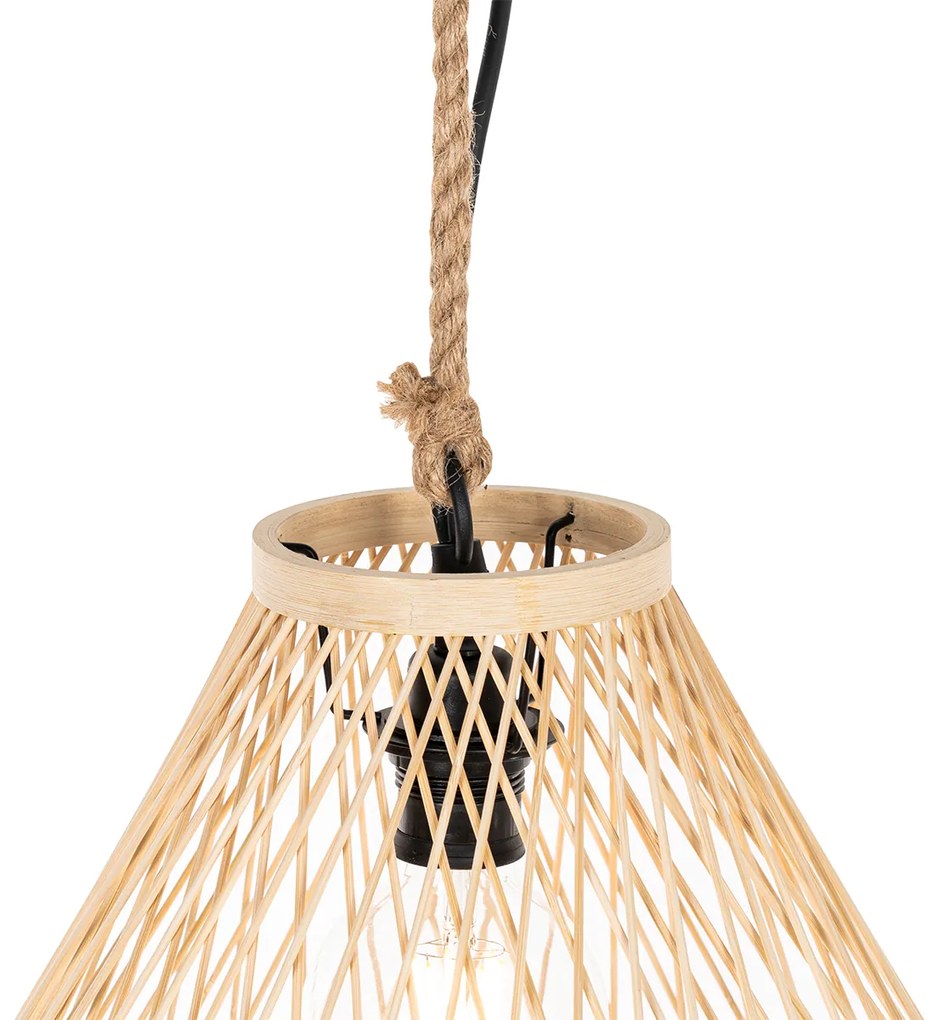 Candeeiro de suspensão para exterior rústico em vime 40x55 cm - Calamus Rústico
