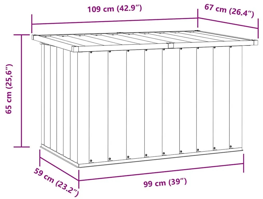 Caixa de arrumação para jardim 109x67x65 cm castanho