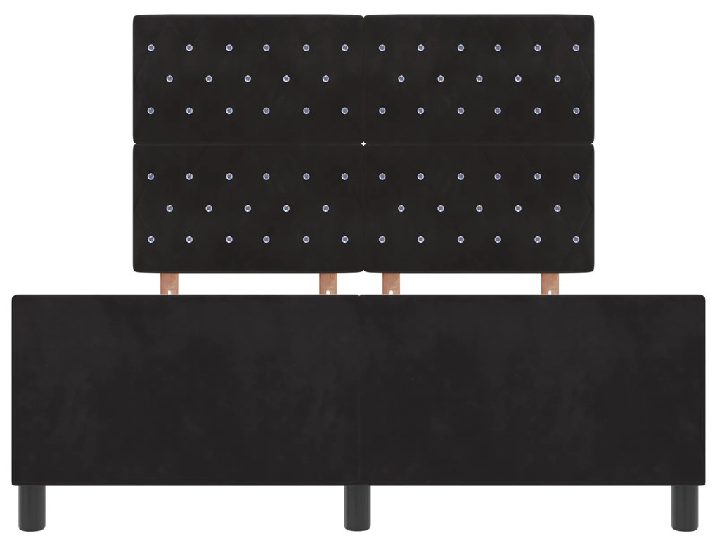 Estrutura de Cama de Veludo Preto vidaXL 140x200 cm