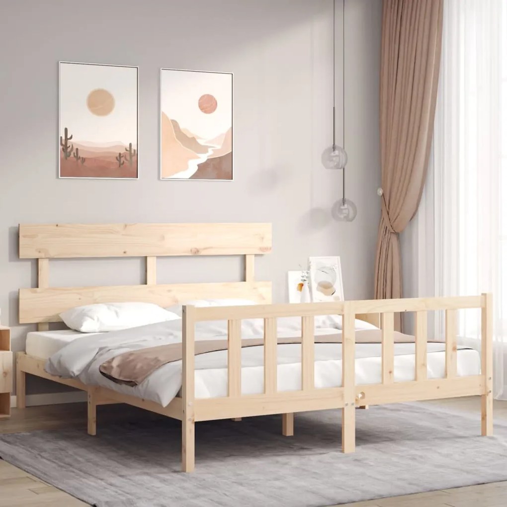 Cama sem colchão 160x200 cm madeira de pinho maciça