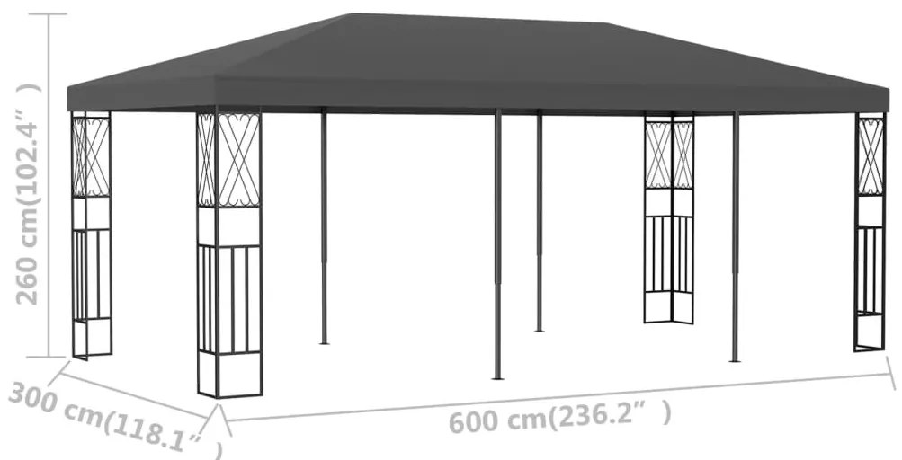 Gazebo 3x6 m tecido antracite