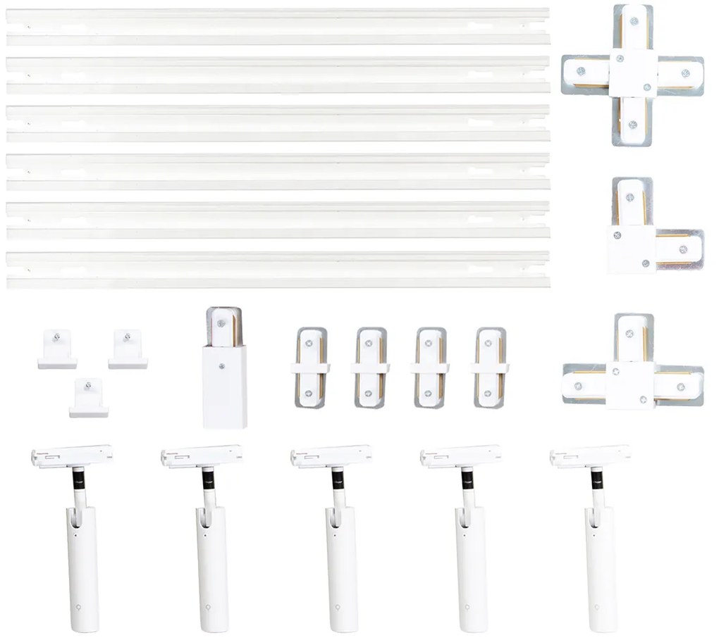 Sistema de iluminação de trilho moderno com 5 focos branco 1-fase GU10 35mm - Iconic Jeana Luxe