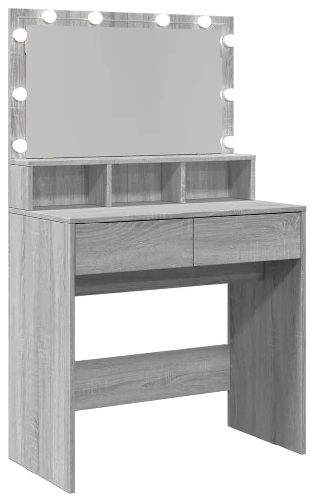 Toucador com LED 80x41x134,5 cm cinzento sonoma