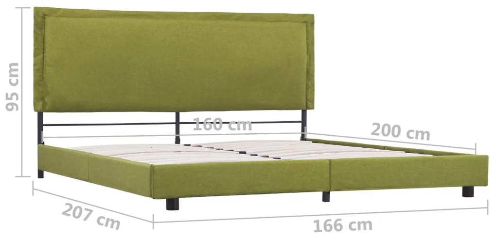 Estrutura de cama sem colchão 150x200 cm tecido verde