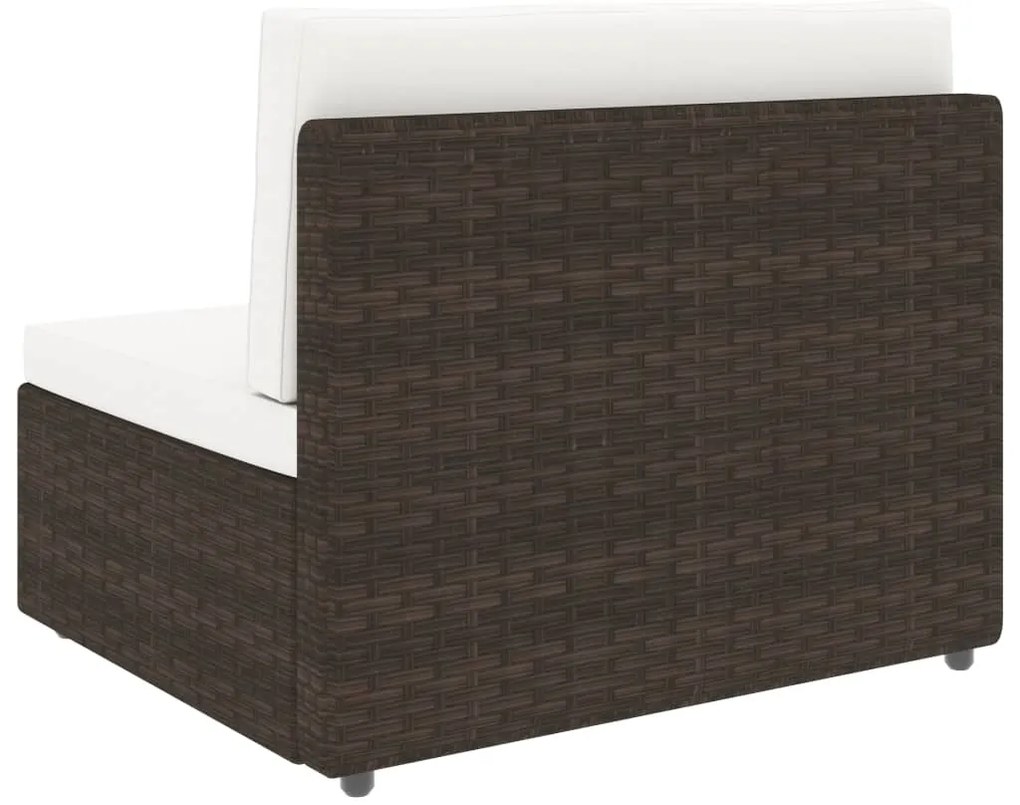 5 pcs conjunto lounge p/ jardim c/ almofadões vime PE castanho