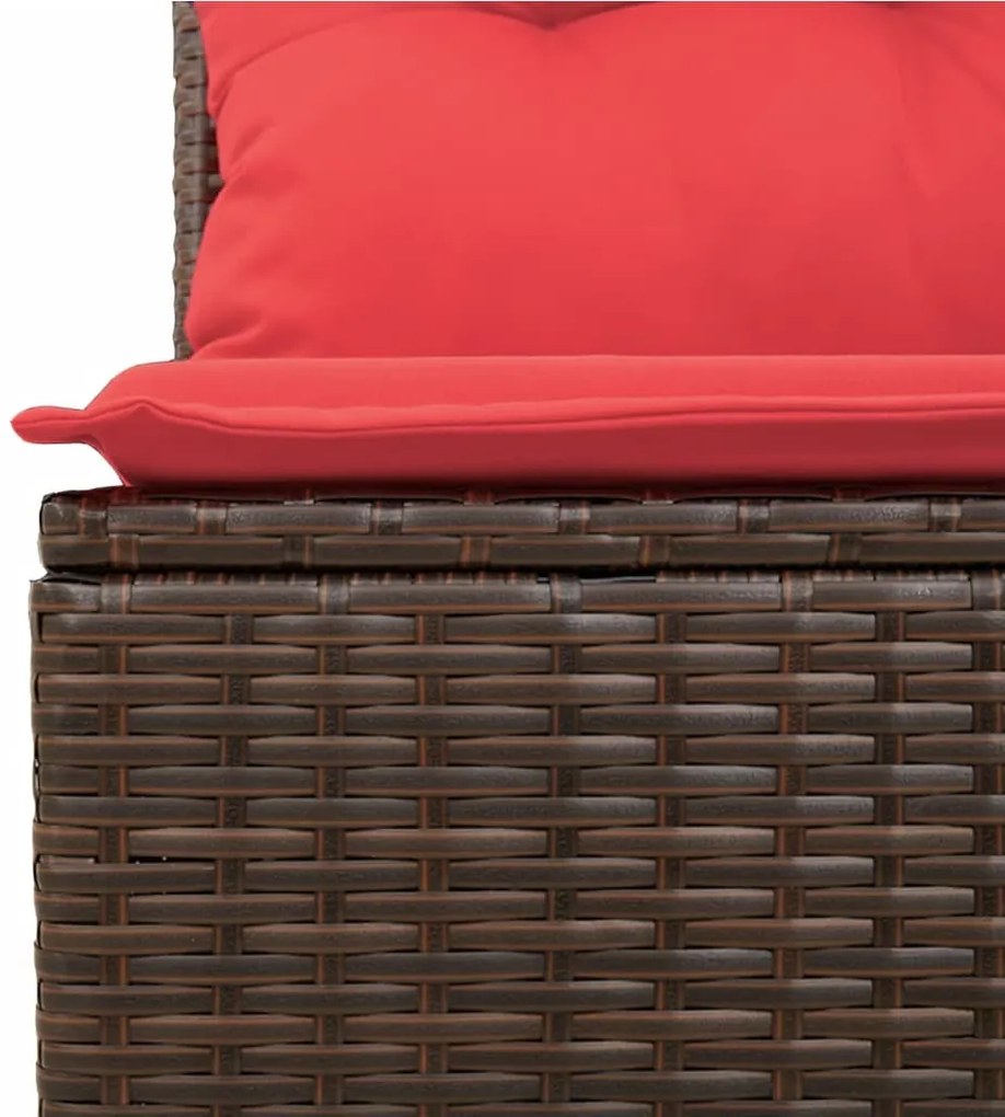 9 pcs conjunto sofás p/ jardim c/ almofadões vime PE castanho