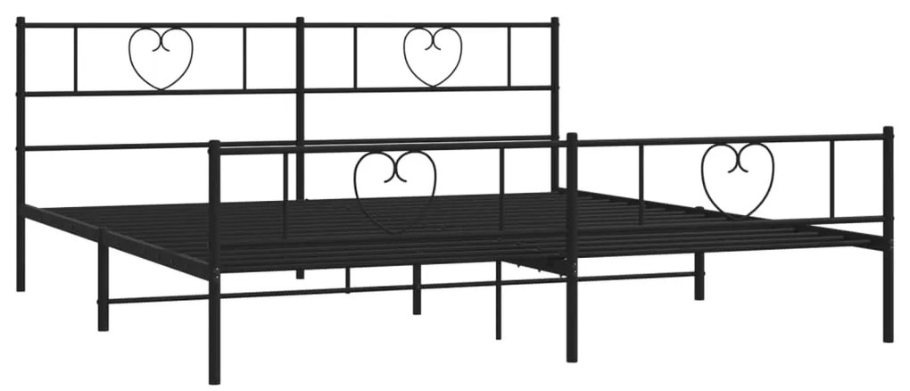 Estrutura de cama com cabeceira e pés 200x200 cm metal preto