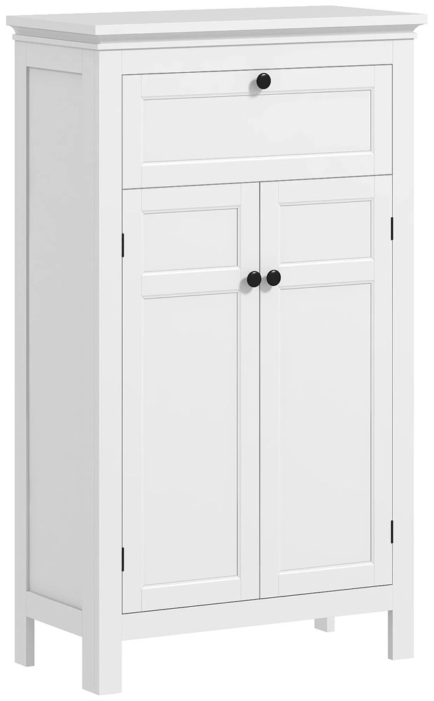 HOMCOM Armário Casa de Banho Móvel Casa de Banho com Gaveta 2 Portas e Prateleira Ajustável  60x30x102,5 cm Branco
