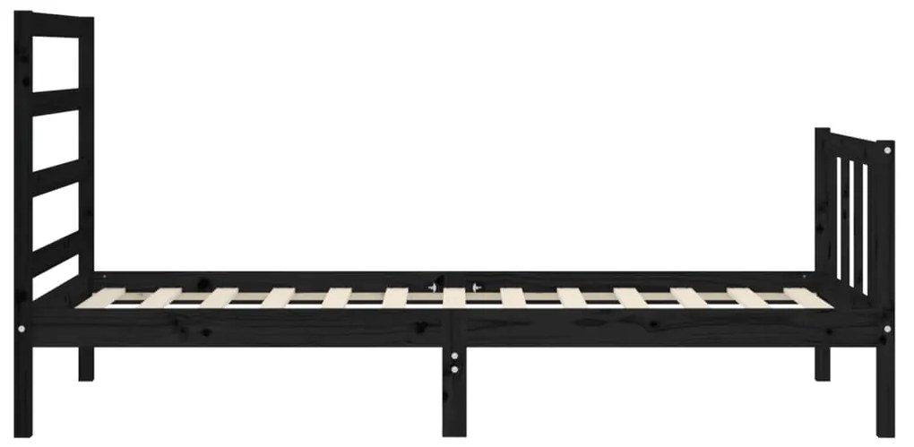 Estrutura de cama com cabeceira 100x200 cm madeira maciça preto
