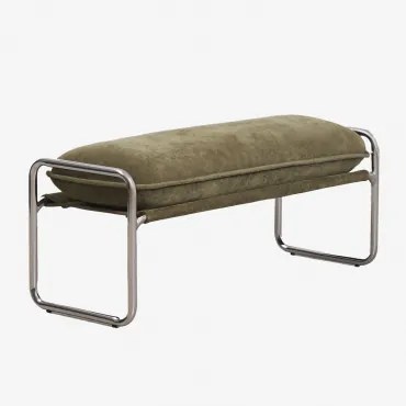 Banco 110 Cm Estofado Matilda Chenille Verde Army - Sklum