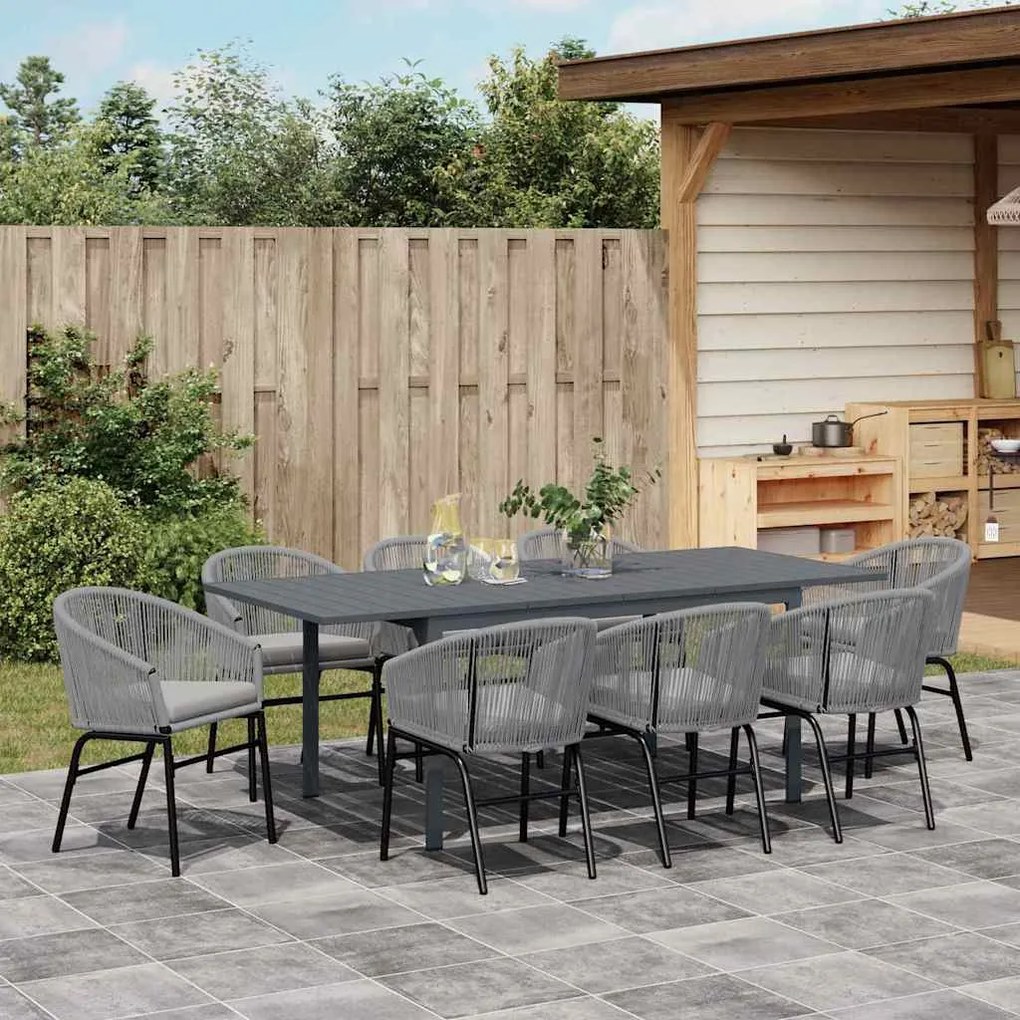 Conjunto de Jantar de Jardim Manual 9 pcs Cinzeto Largo