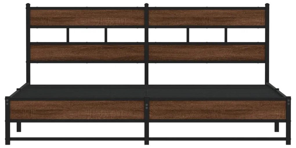 Estrutura cama sem colchão 183x213 cm metal carvalho castanho
