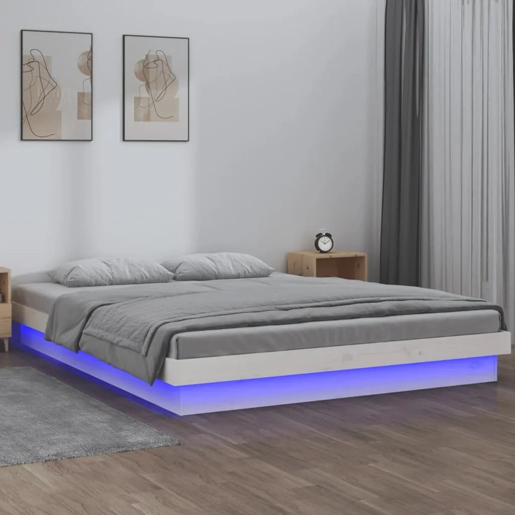 vidaXL Estrutura de cama c/ LED 140x190 cm branco