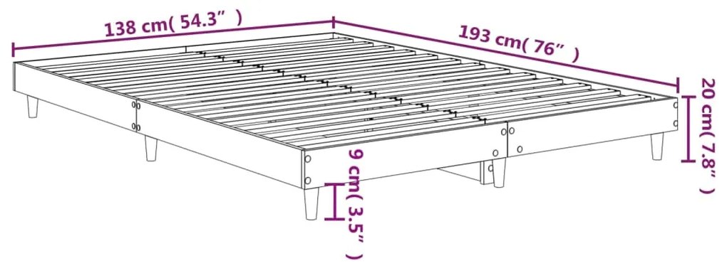 Estrutura de cama 135x190 cm derivados de madeira preto