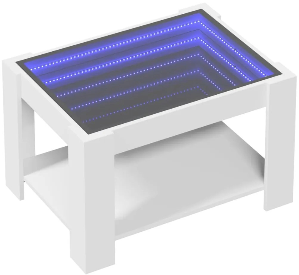 Mesa de centro c/ LEDs 73x53x45 cm derivados de madeira branco