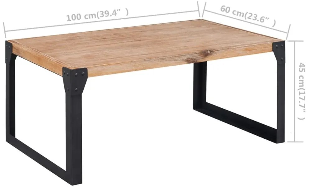 Mesa de centro em madeira de acácia maciça 100x60x45 cm