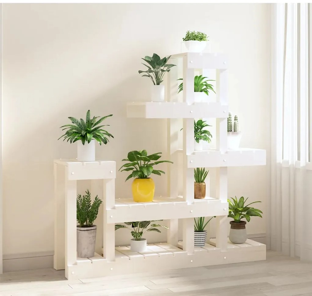 Suporte para plantas 92x25x97 cm pinho maciço branco