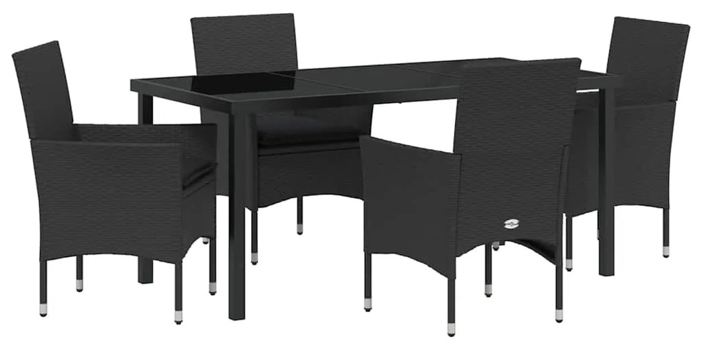 Conjunto de Jantar Jardim 5 Peças com Almofadas em Rattan Sintético Pr