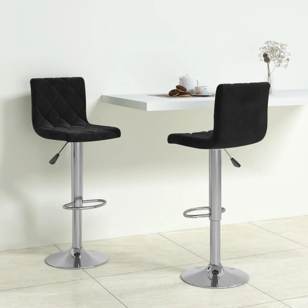 333684 vidaXL Bancos de bar 2 pcs veludo preto