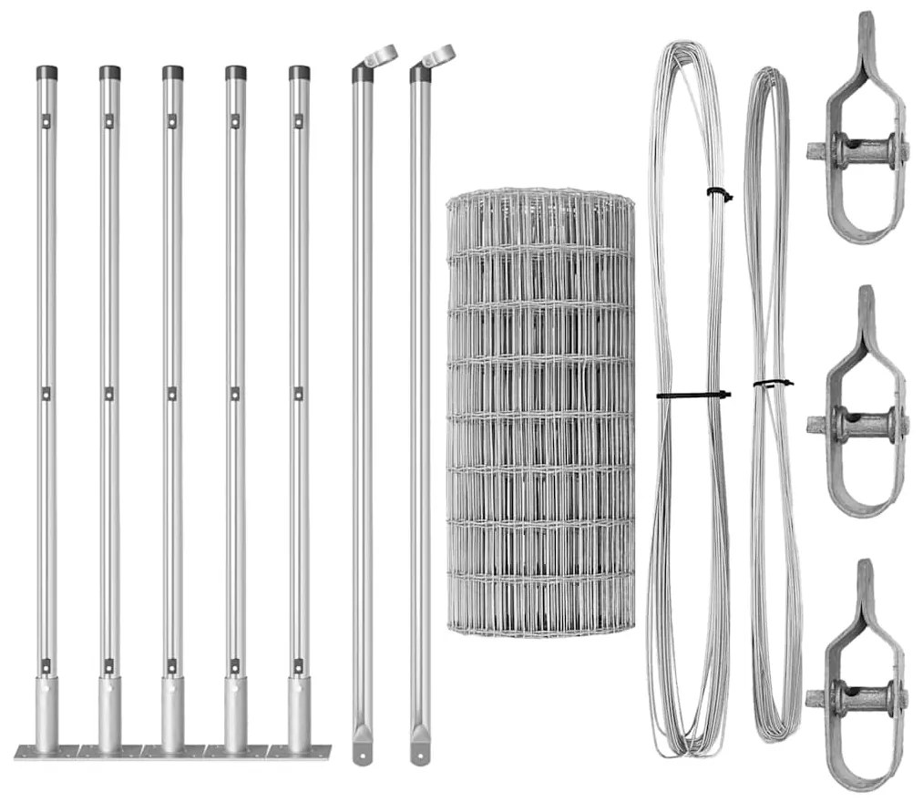 Cerca Euro da com 7 postes flangados, 0,4 x 10m em aço galvanizado