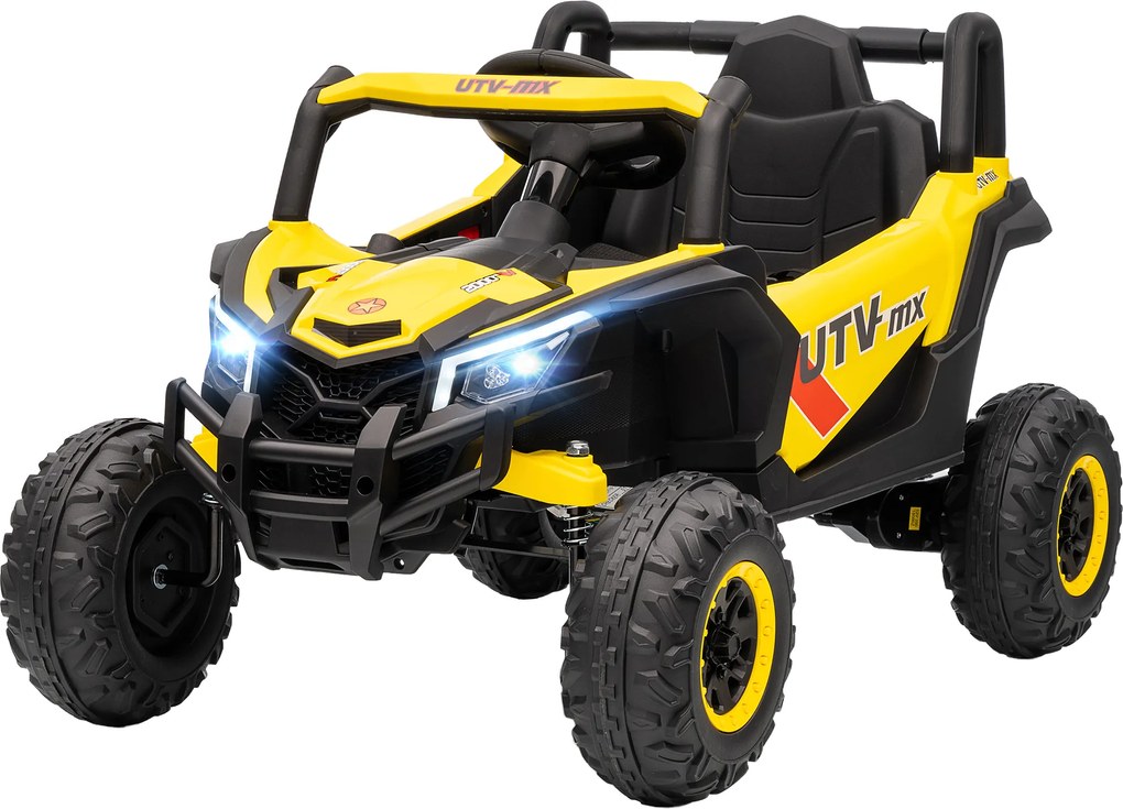 Carro elétrico infantil UTV de 12 V, buggy elétrico infantil com controlo remoto, 96 x 61 x 56 cm, amarelo