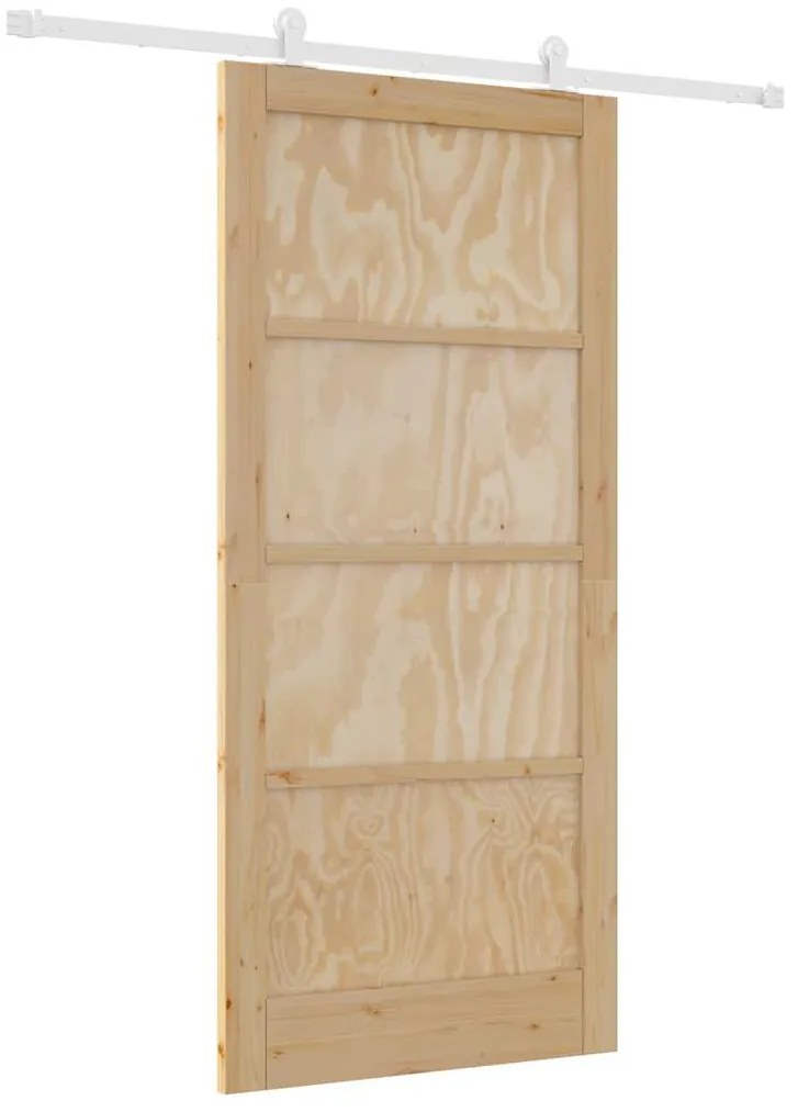 Porta de Correr com Conjunto de Ferragens 93x202 cm Madeira Maciça de