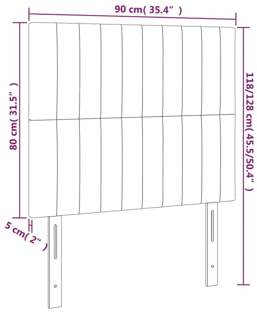 Cabeceira cama c/ luzes LED veludo 90x5x118/128cm cinza-claro