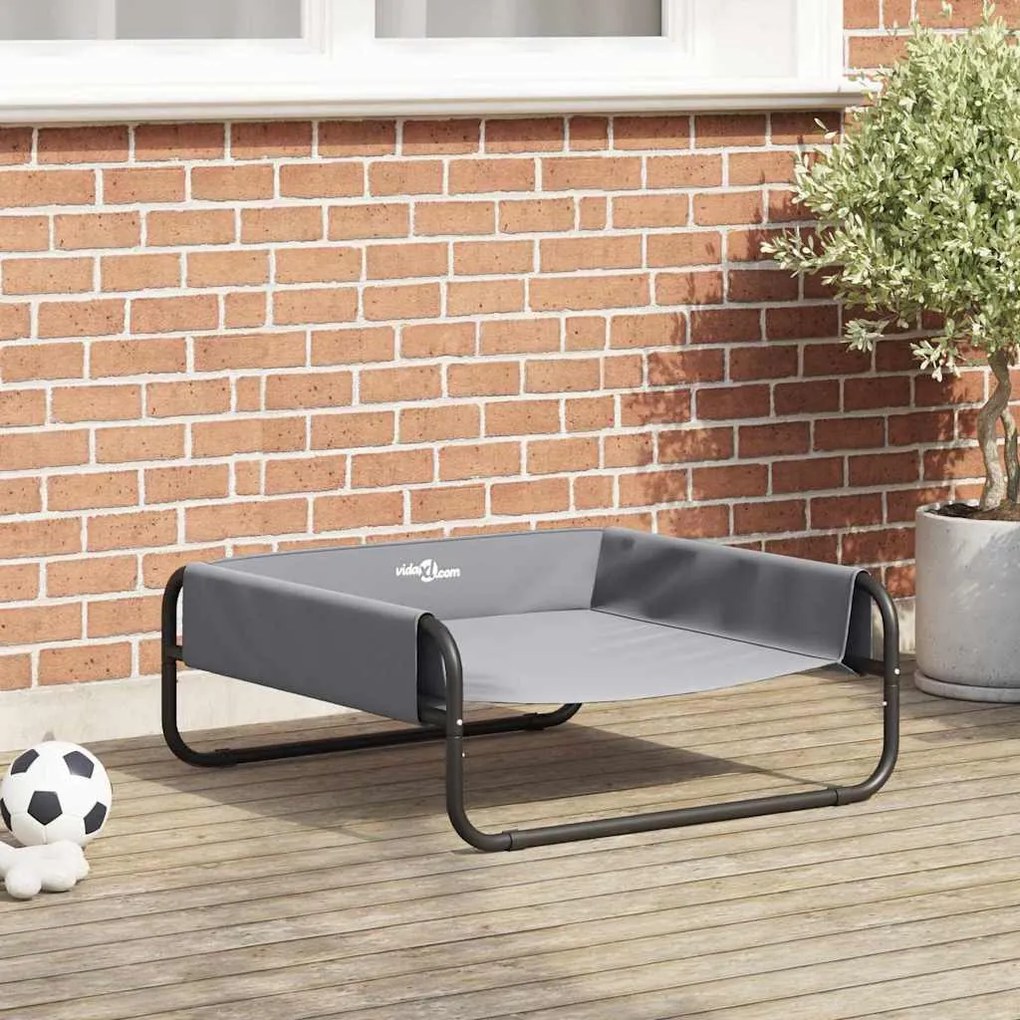 Cama Elevada para Cachorros Cinza Claro Tecido Oxford e Aço