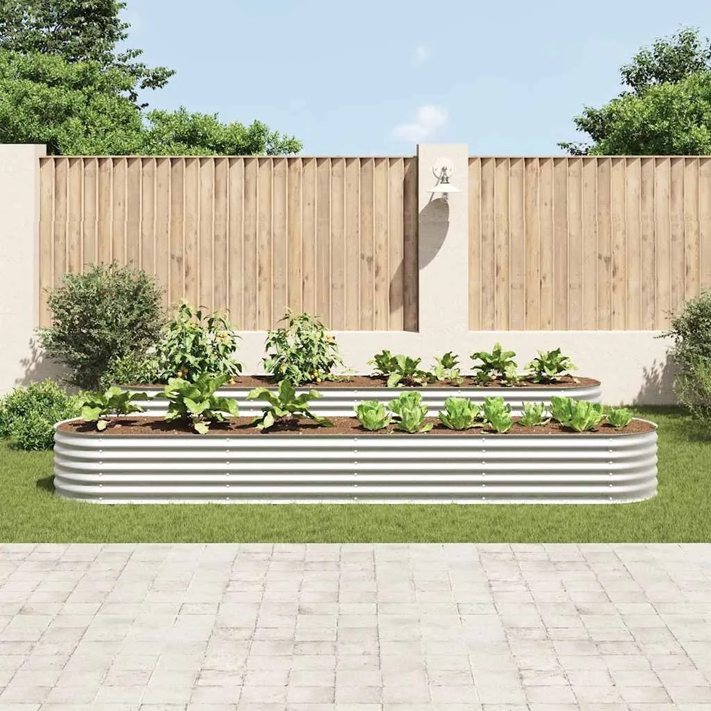 Canteiro elevado de jardim aço galvanizado 400x80x44cm prateado