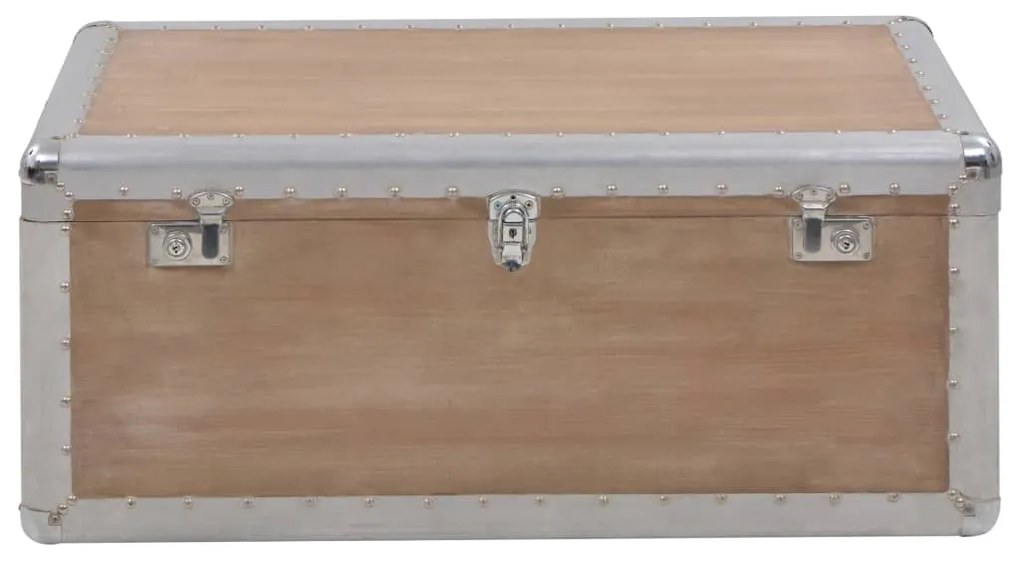 Caixa de arrumação madeira de abeto maciça 91x52x40 cm castanho