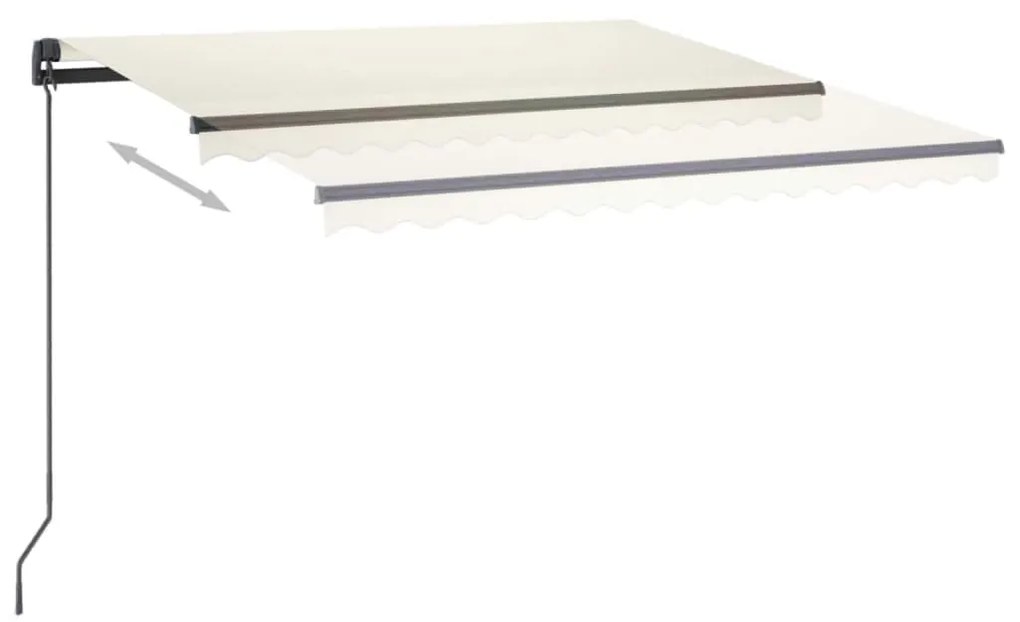 Toldo retrátil manual com LED 3,5x2,5 m cor creme