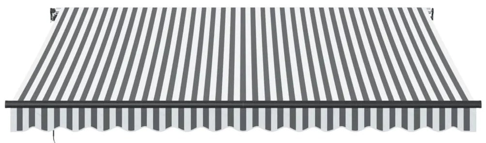 Toldo retrátil manual com luzes LEDs 400x350cm antracite/branco