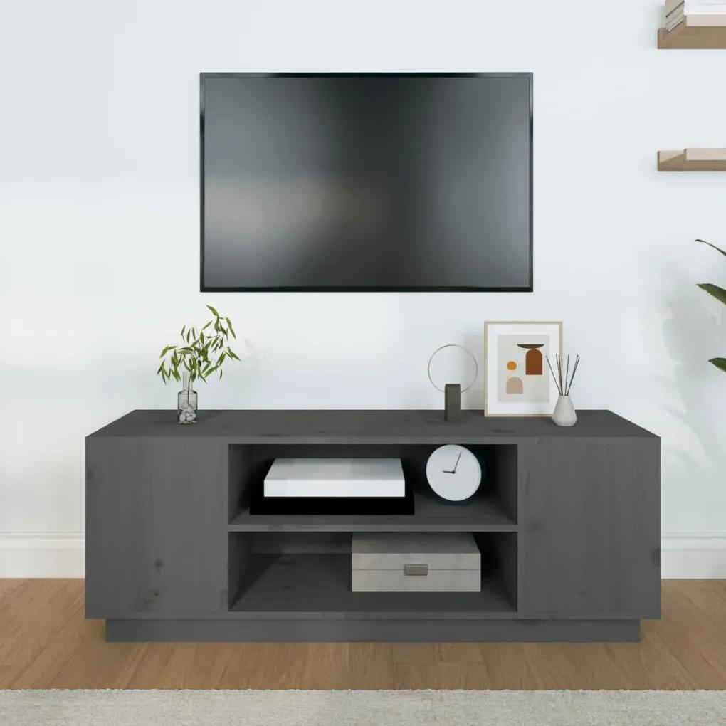 Móvel de TV 110x35x40,5 cm madeira de pinho maciça cinzento