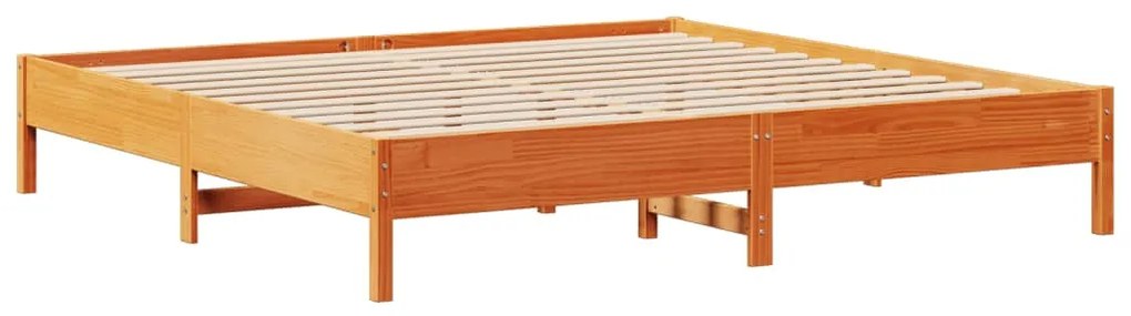 Cama sem colchão 200x200 cm pinho maciço castanho-mel