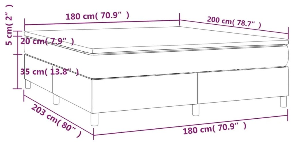 Cama com molas/colchão 180x200 cm couro artificial branco