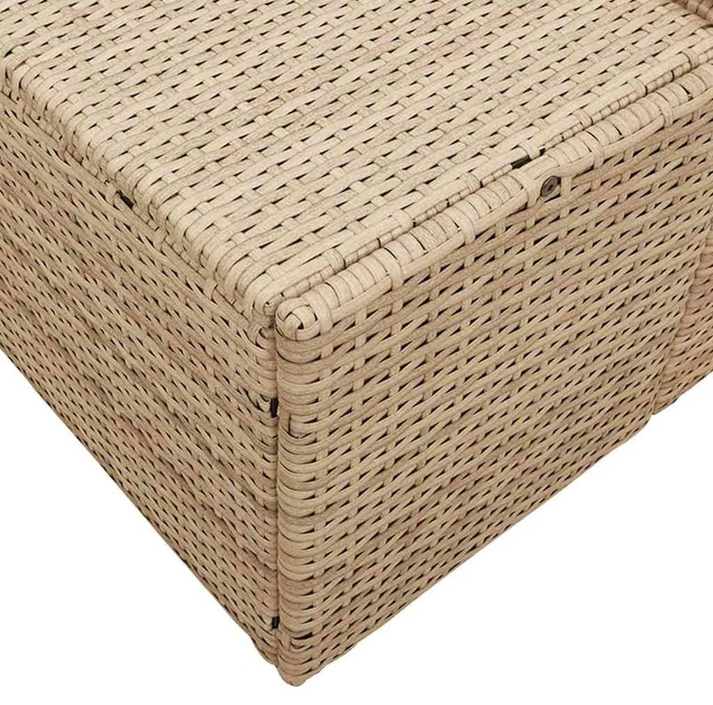 Sofá de Jardim com 2 Lugares e Armazenamento &amp; Almofadas Bege de Vime