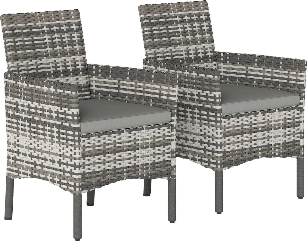Outsunny Conjunto de 2 Cadeiras de Jardim em Rattan, Cadeiras de Exterior com Almofadas | Aosom Portugal