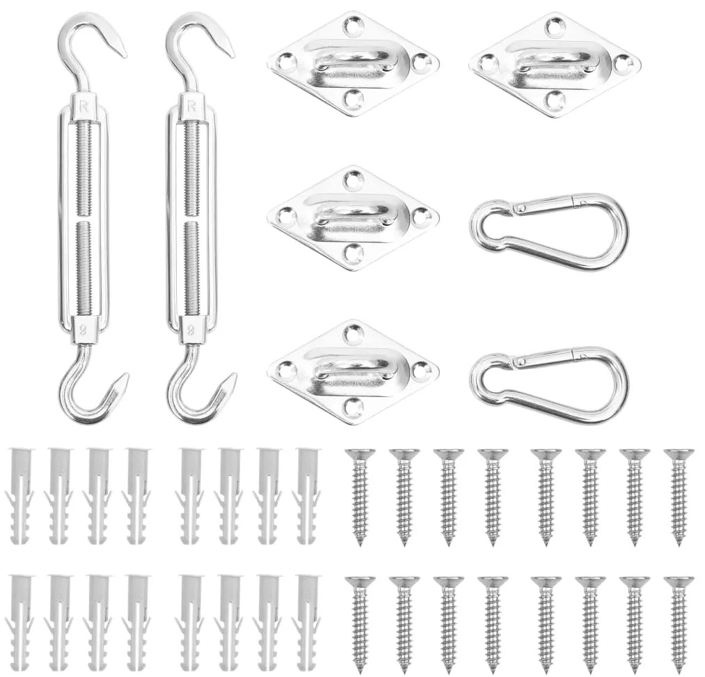 vidaXL 8 pcs conjunto acessórios p/ para-sol vela aço inoxidável